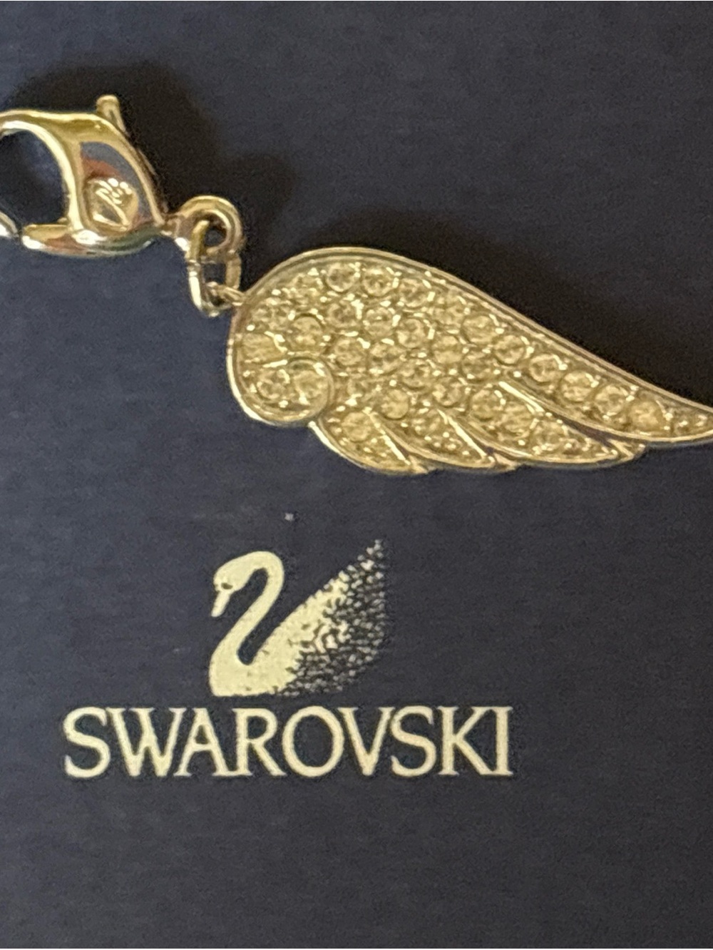Swarovski Crystal Signed Wing Charm